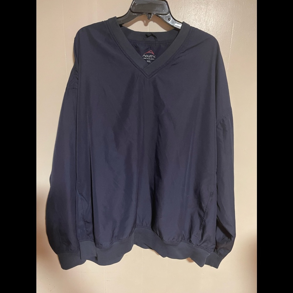 Acuity Mens XXL V-Neck Navy Blue Pullover Windbreaker Shirt Golf Jacket